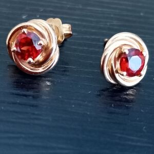 14K yellow gold gem stone stud earrings